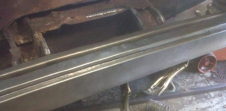 fabricating swage welded into place on 54 Chevy Kustom